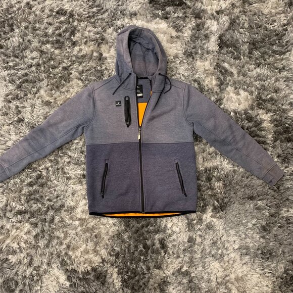 Rip Curl Mens Anti Series Fleece Lined Zip Hoodie Sz Medium Gray Warm Winter - Picture 1 of 5